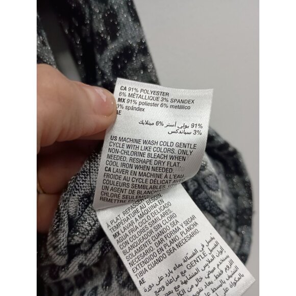 INC International Concept Womens Sweater Small Animal Print Metallic Mock Neck - Picture 6 of 8